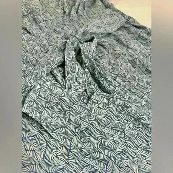 NWT Max Studio Crepe Tie Front Ruffle Sleeve Peasant Kimono Elastic Waist Blouse - Picture 5 of 10